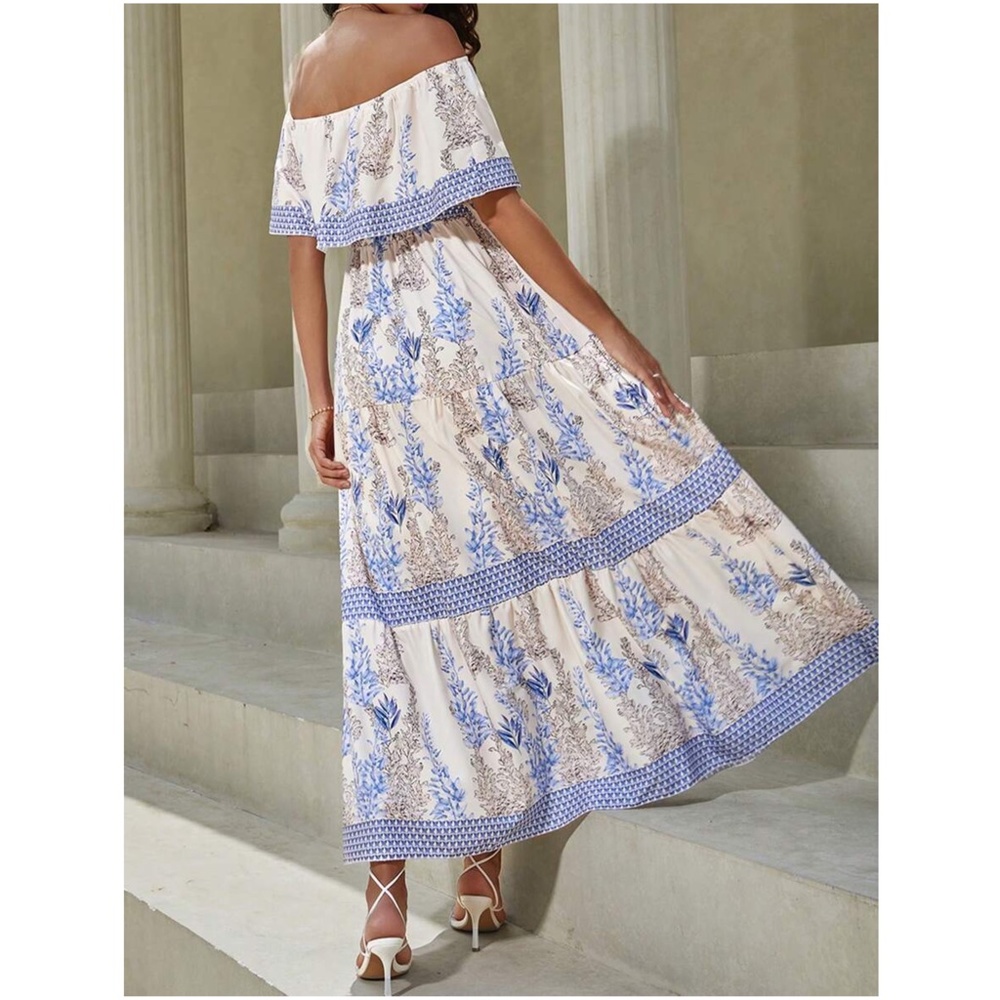 Floral Print Off Shoulder Maxi Dress - Picture 5 of 6